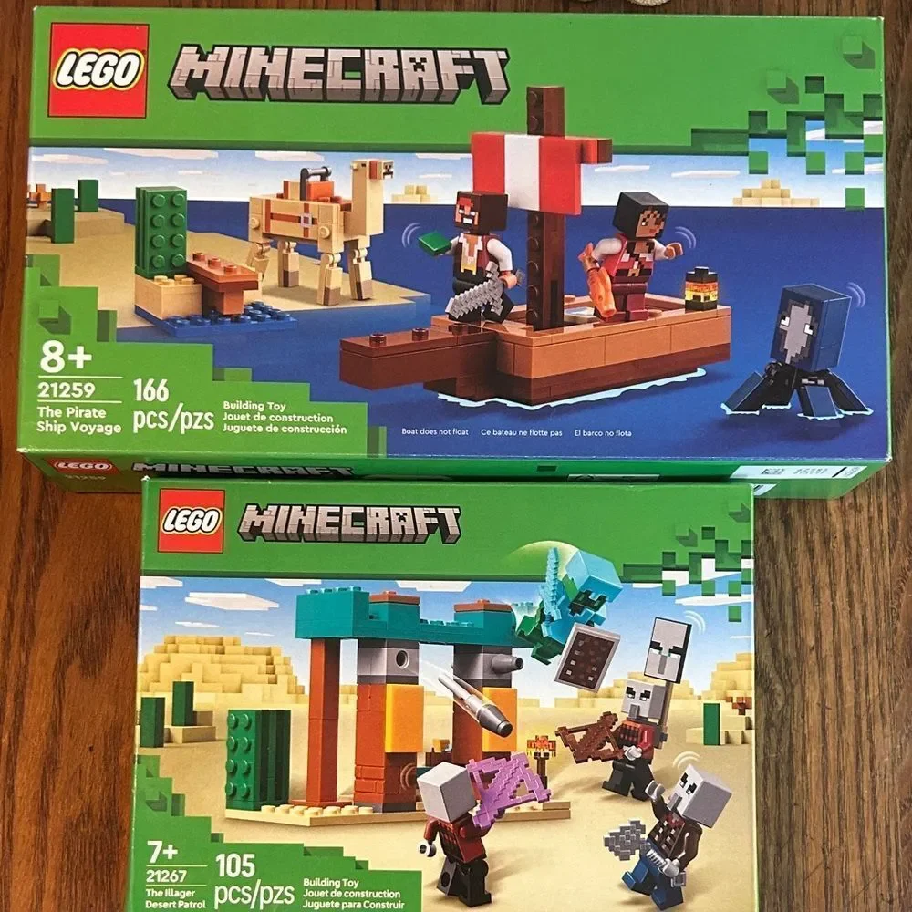 2 🆕 LEGO Minecraft Adventure sets Pirate 🏴‍☠️ 21259 Desert🏜️Patrol 21267
